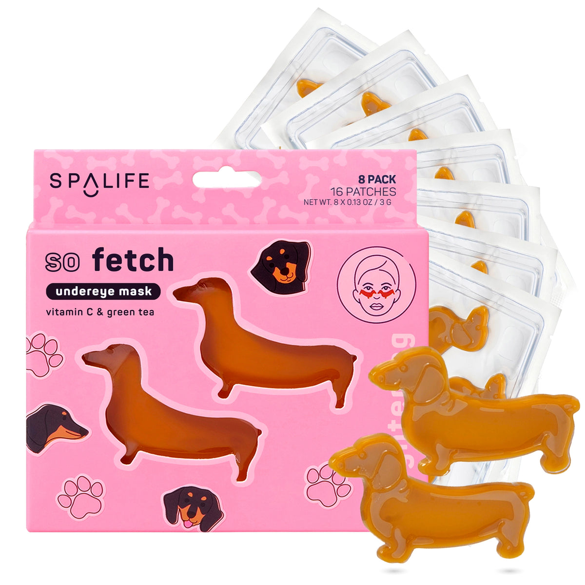 So Fetch Viral Dachshund Dog Eye Patches L Beauty Gift 8 Ct
