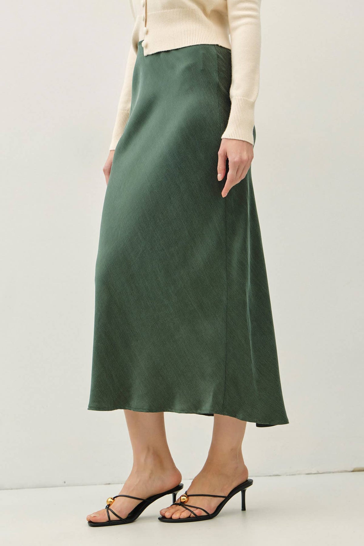 Silky Suede Midi Skirt w/ Elastic Waist | 2 Colors