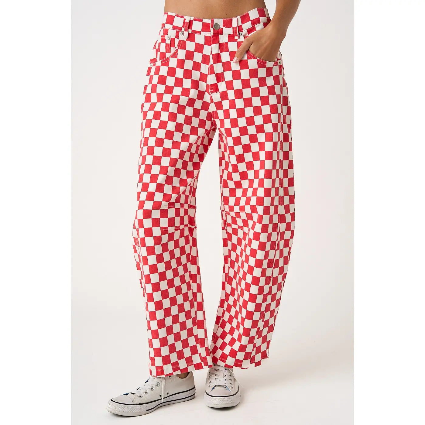 Game Day Checkered Elastic Waist Barrel Pants (MORE COLORS)