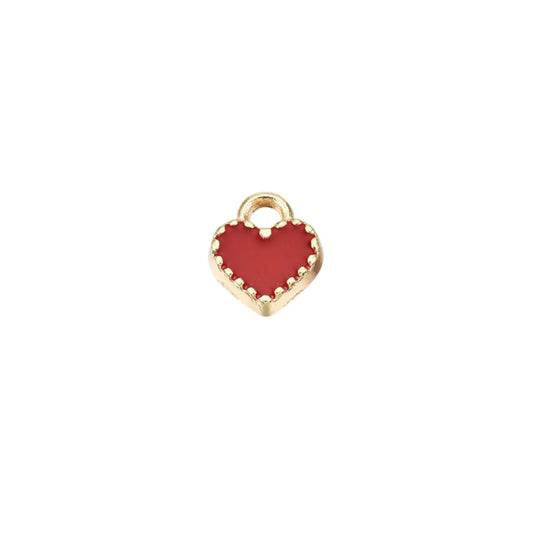 Gold Red Heart Charm