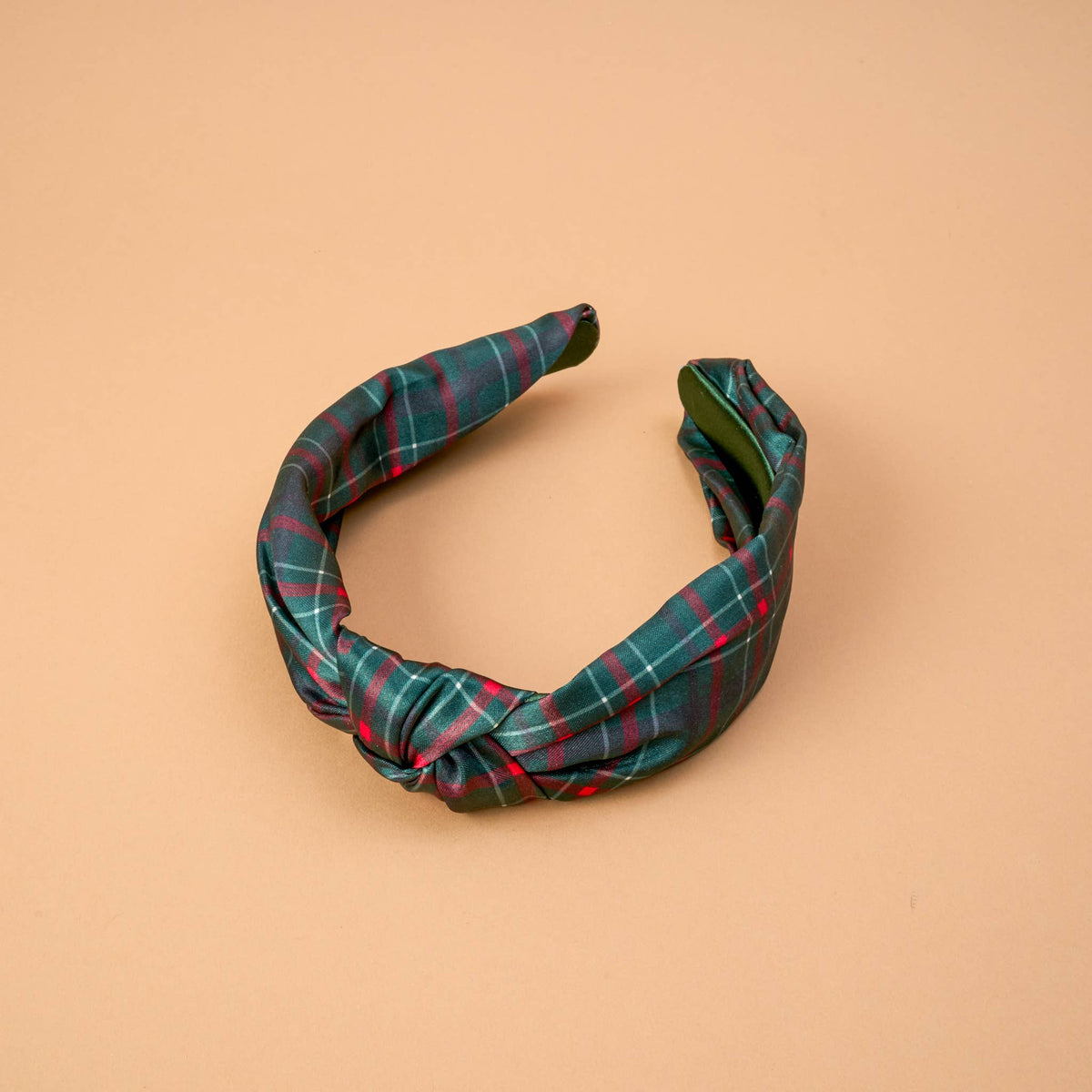 Classic Twist Headband-Evergreen Plaid