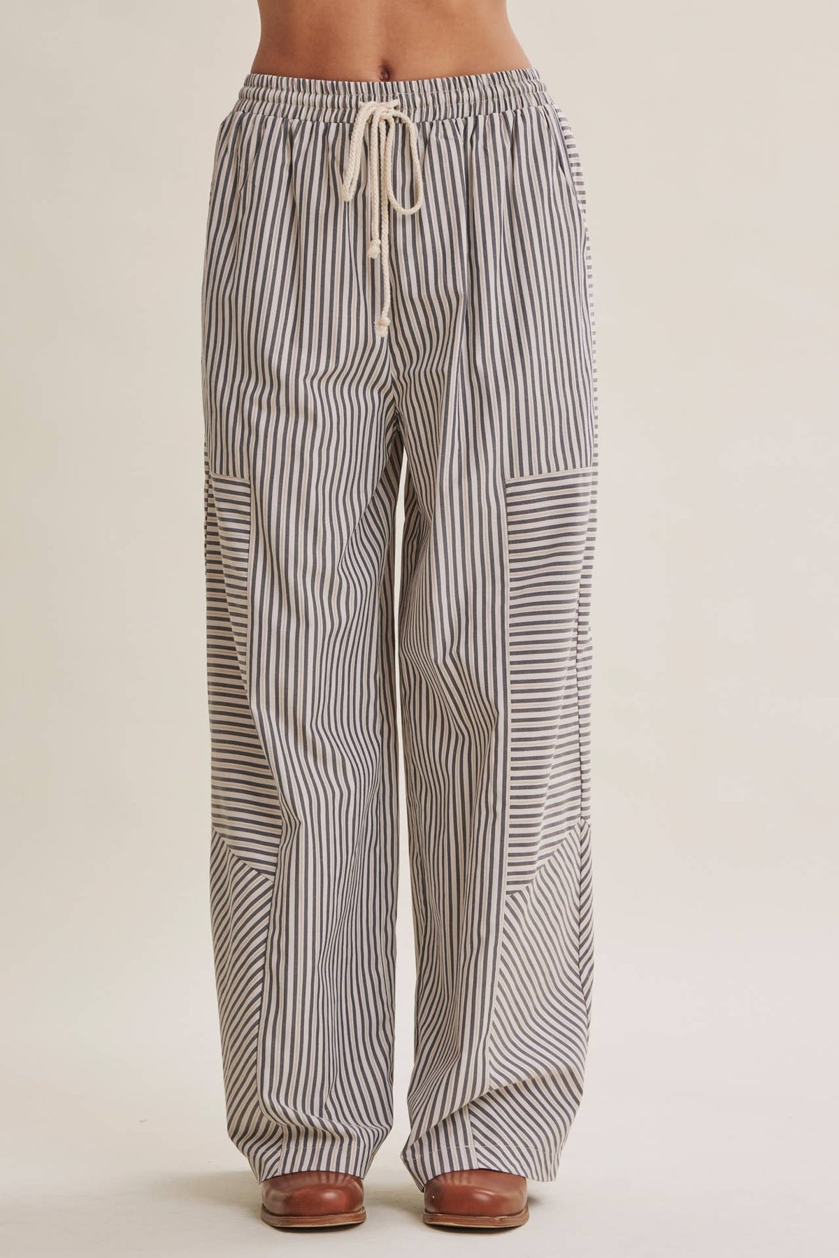 Coffee Before Noon Mixed Stripe Everyday Wide Leg Linen Pants