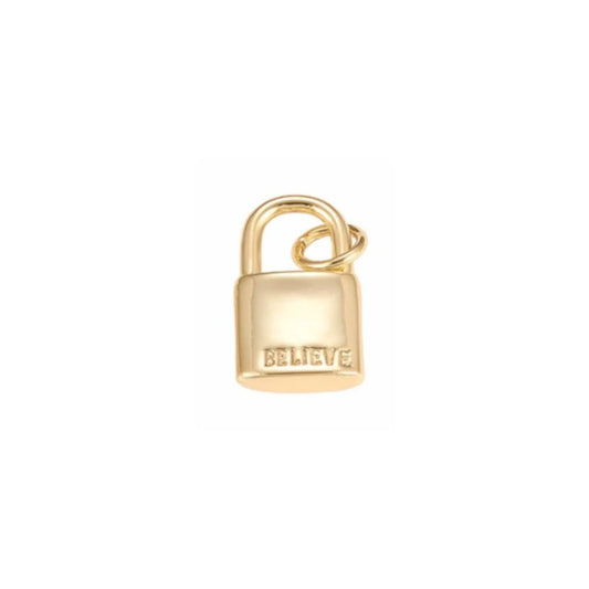 Gold Believe Lock Charm