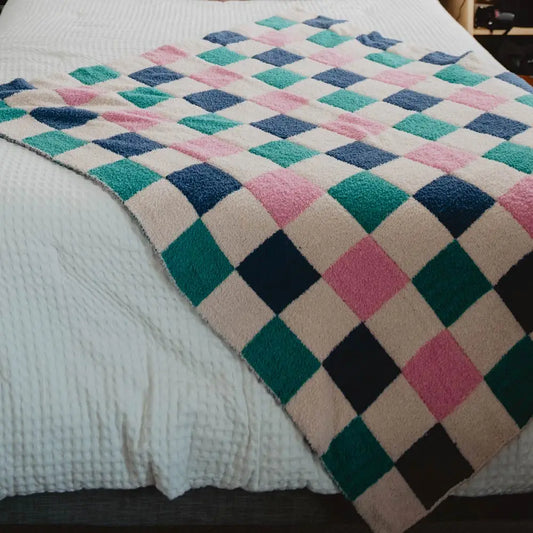 Multicolored Checkered Oversized Throw Blanket