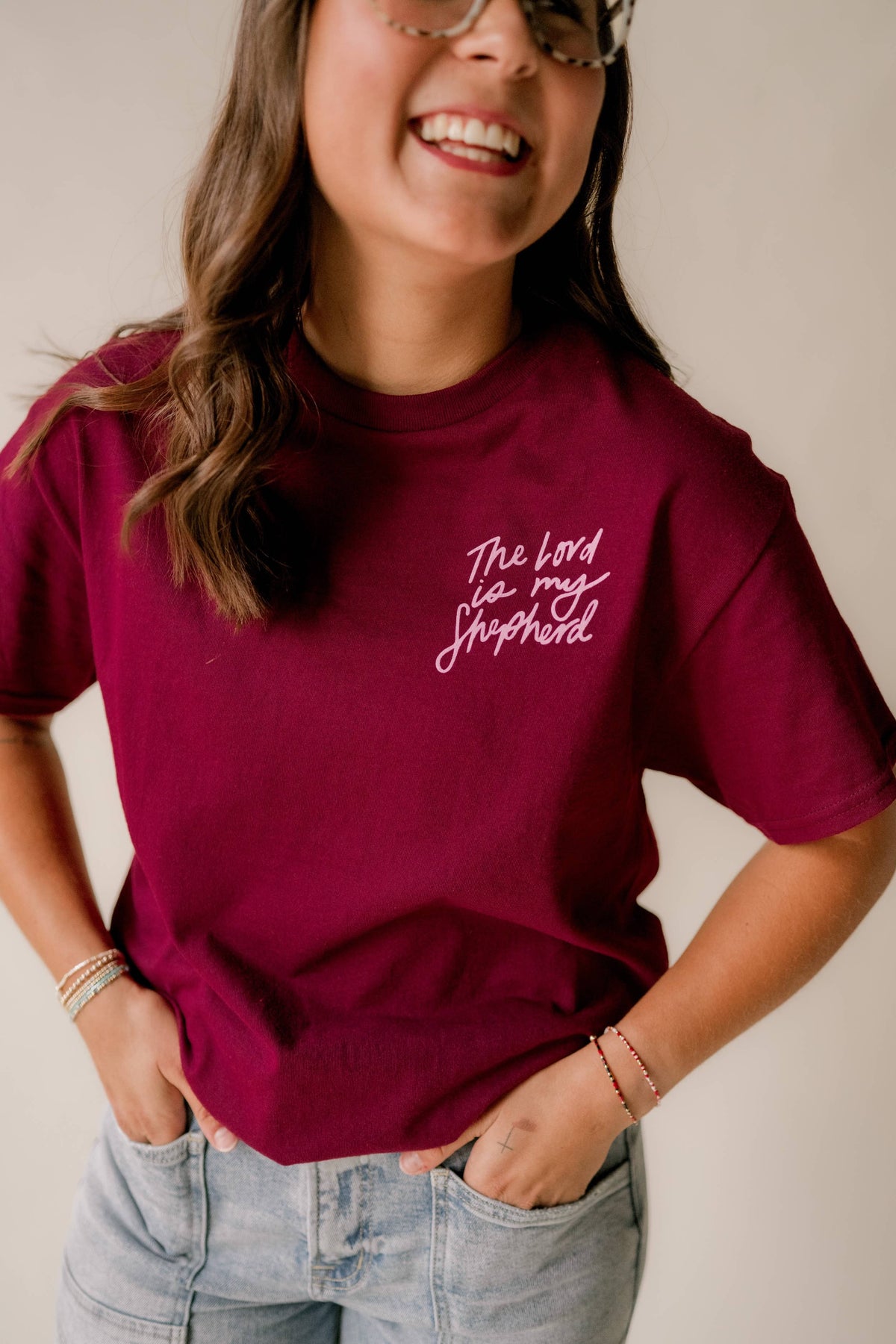 The Lord Is My Shepherd Tee - Maroon