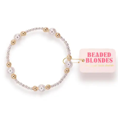 Beaded Blondes Serena Pearl Bracelet in Silver with Gold