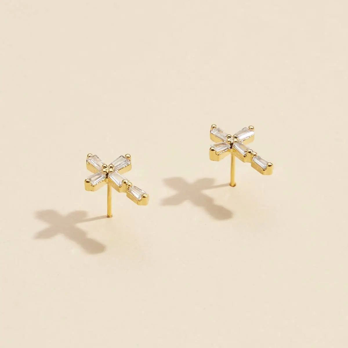 Cross Gold Dipped Stud Earrings