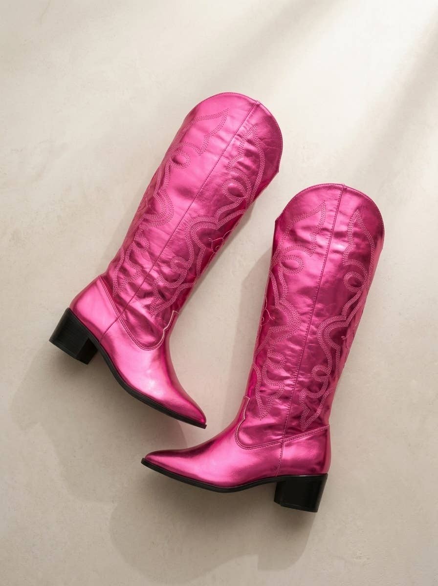 Malana Metallic Fuchsia Embroidery Tall Boot
