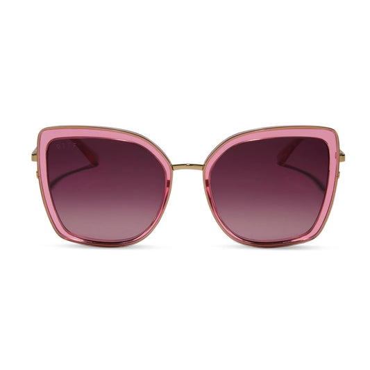 Diff Clarisse Candy Pink Crystal+Wine Gradient Sunglasses