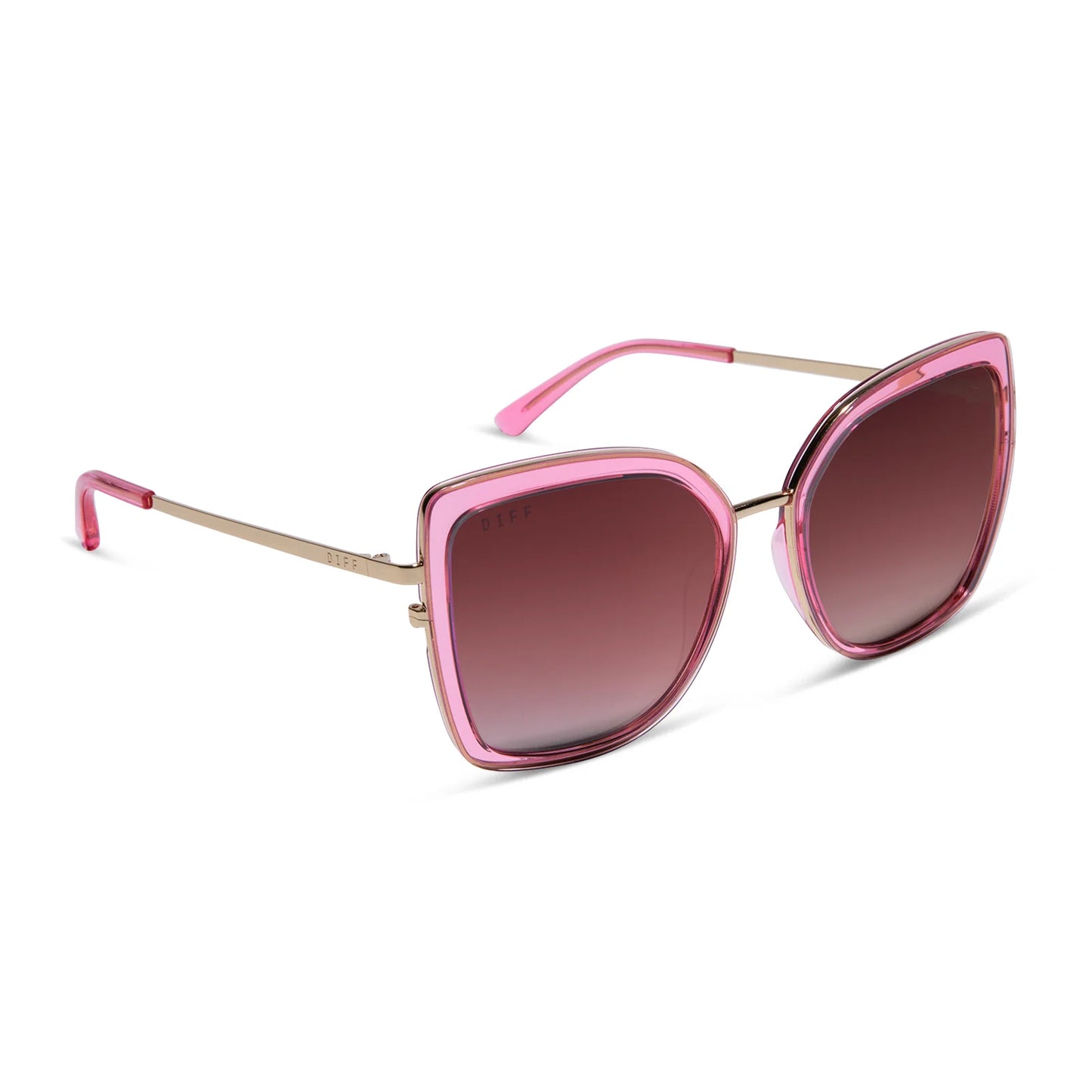 Diff Clarisse Candy Pink Crystal+Wine Gradient Sunglasses