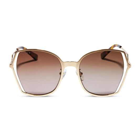 Diff Donna III Gold+Brown Gradient Sunglasses