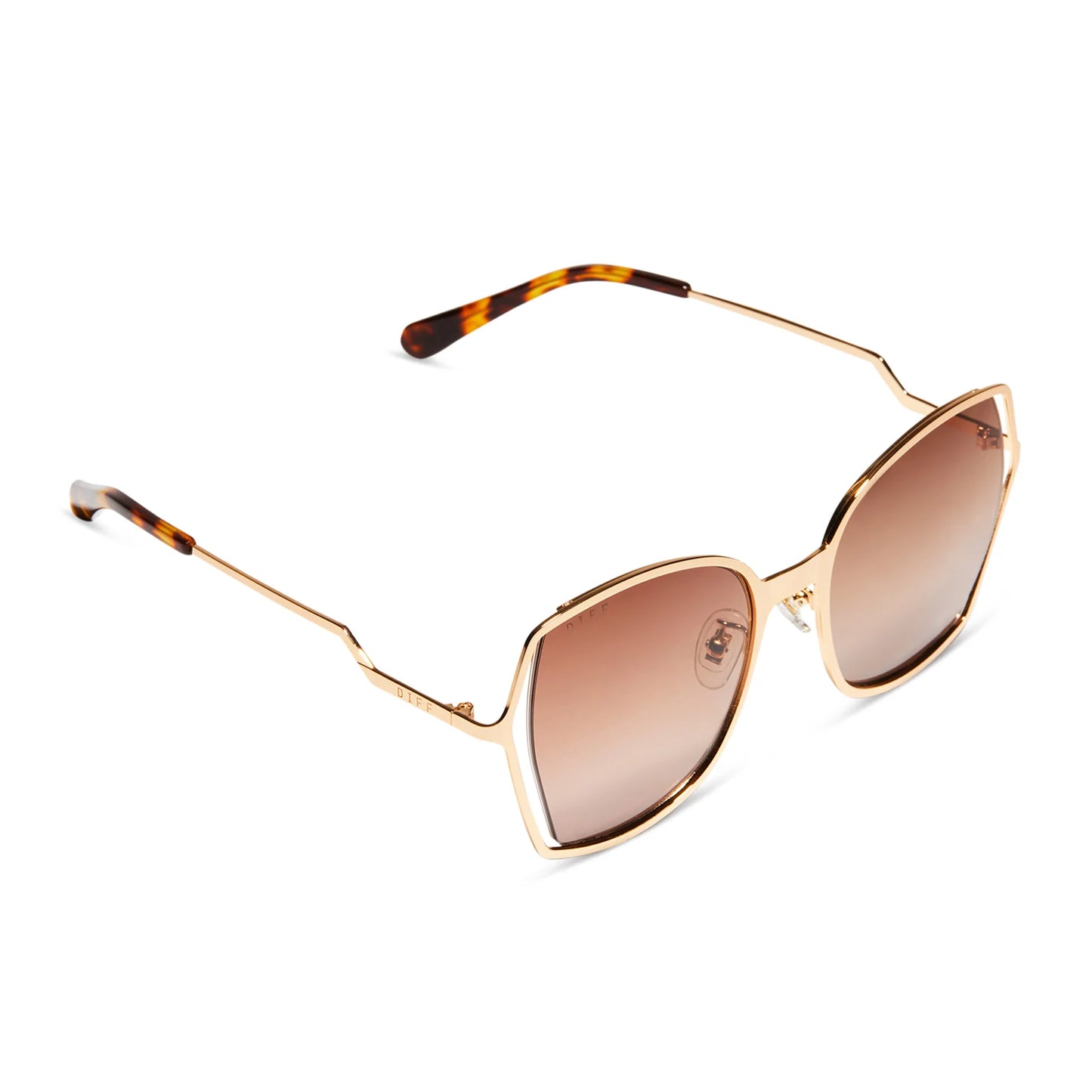 Diff Donna III Gold+Brown Gradient Sunglasses