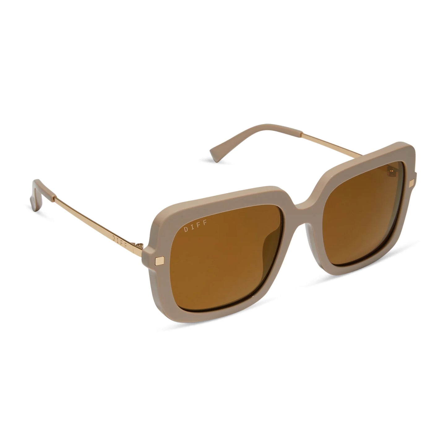 Diff Sandra Almond+Brown Gold Flash Sunglasses