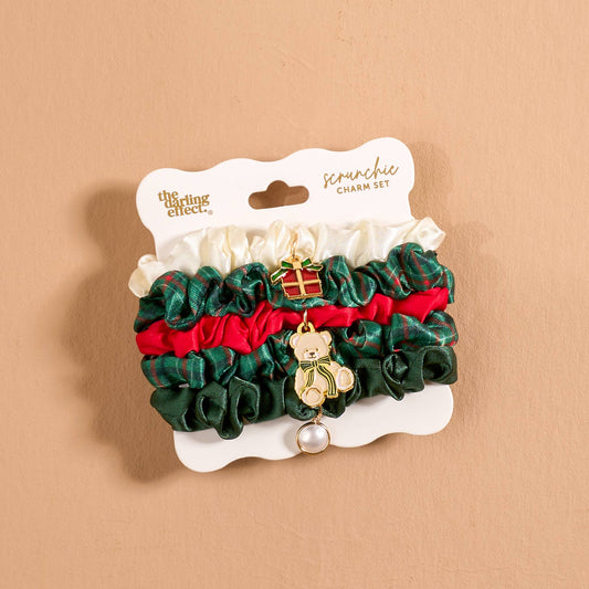 Scrunchie Charm Set-Evergreen Plaid