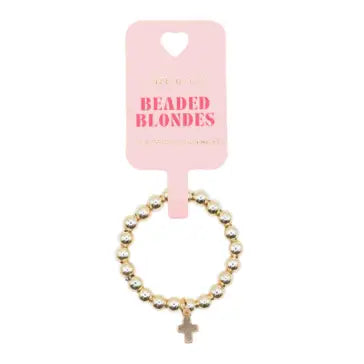 Beaded Blondes Mini Cross Charm Ring