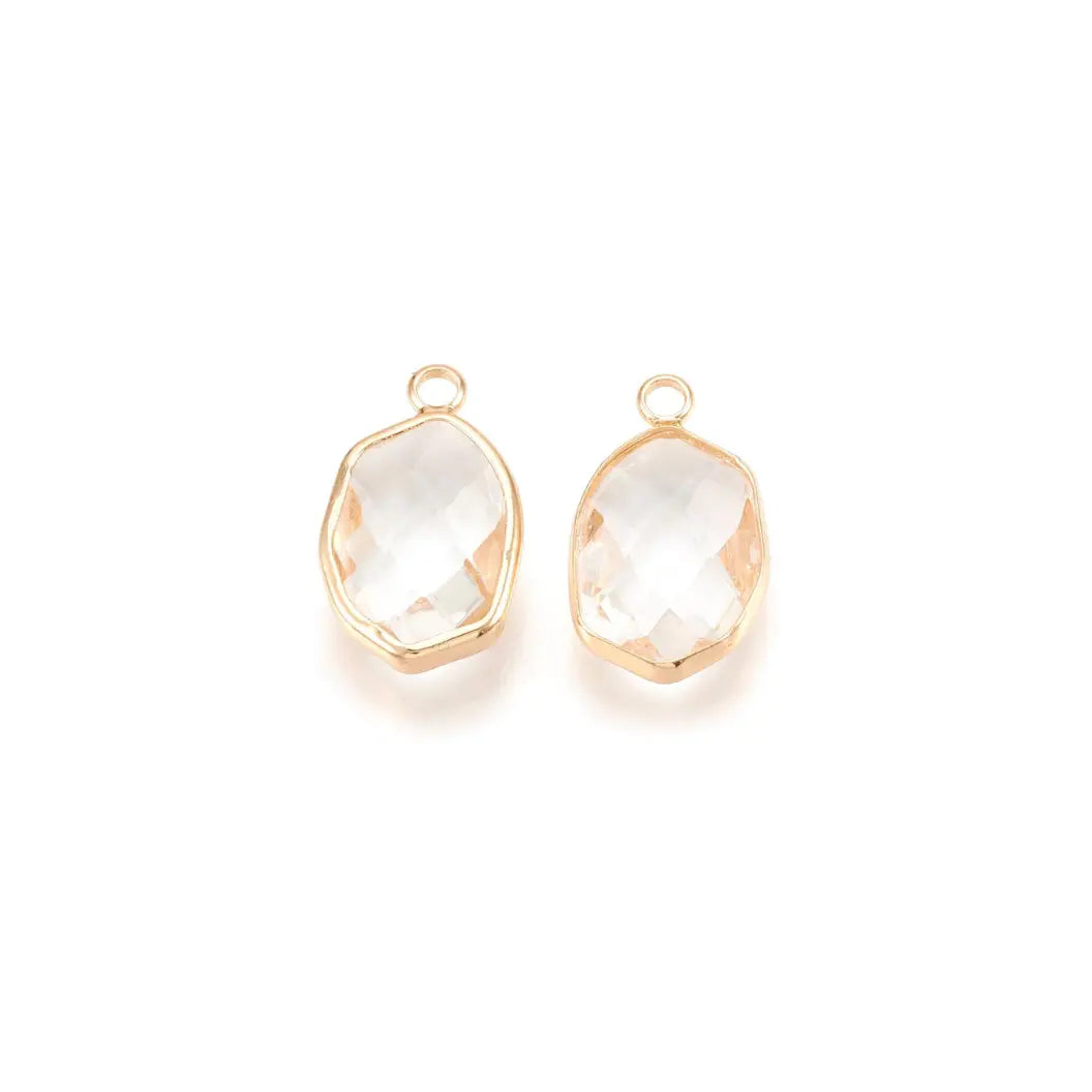 Gold Faceted Framed Glass Charm