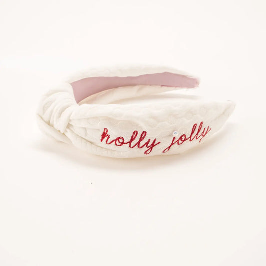 Holly Jolly Embroidered Hedband