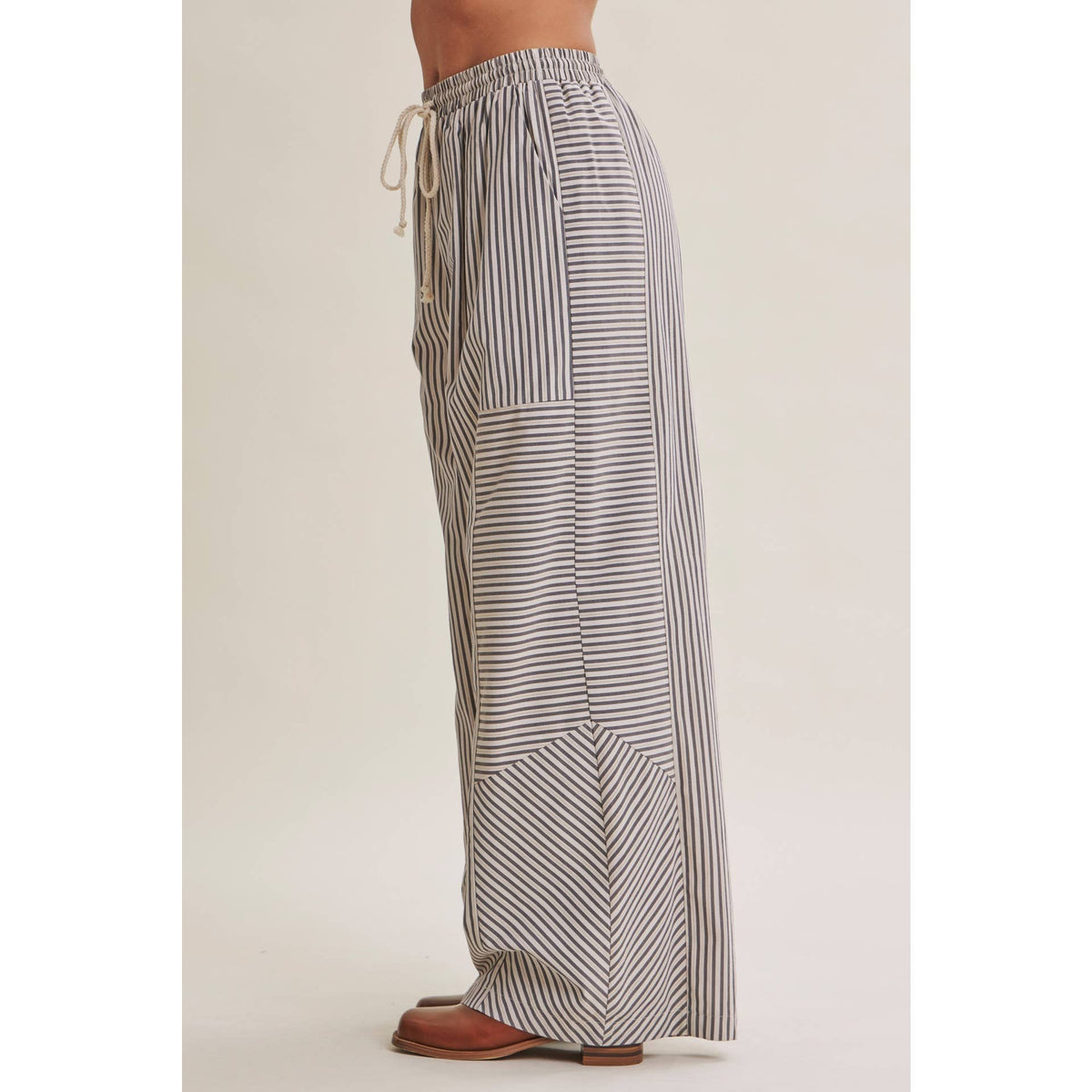 Coffee Before Noon Mixed Stripe Everyday Wide Leg Linen Pants