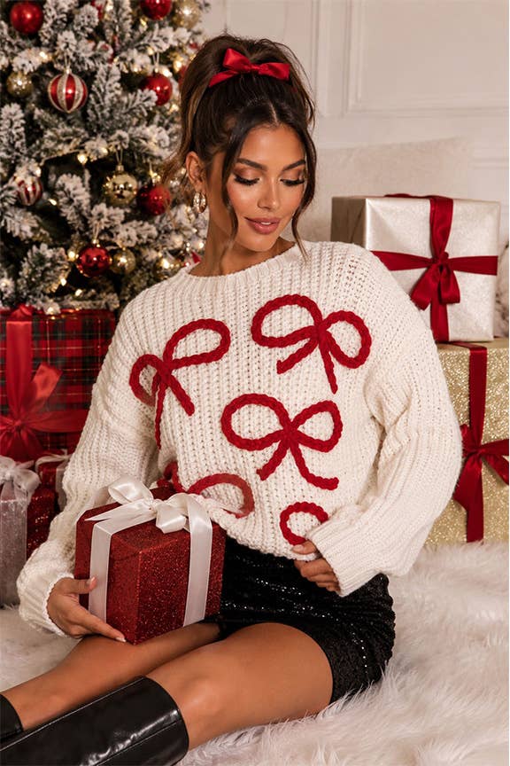 Red Bow Christmas Sweater