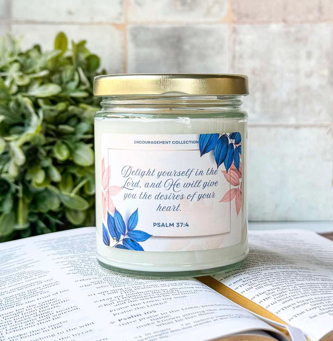 Psalms 37:4 - Bible Verse Candles -7oz. Soy Wax - Tropical Bliss