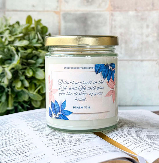 Psalms 37:4 - Bible Verse Candles -7oz. Soy Wax - Tropical Bliss