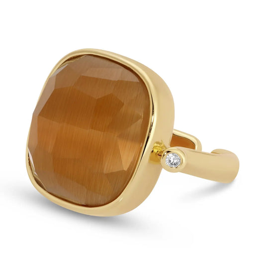 Splendid Iris Rounded Square Stone Ring