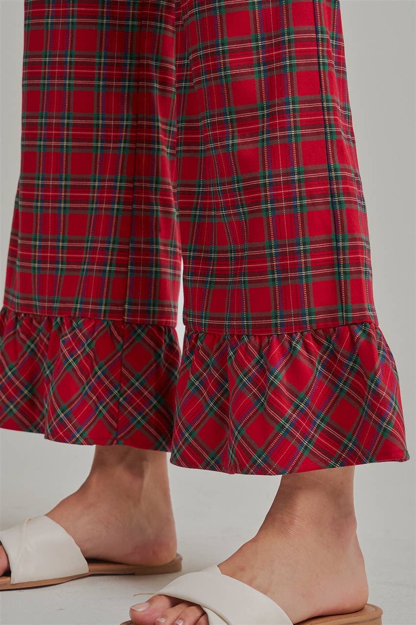 Christmas Plaid Casual Wide Leg Pants