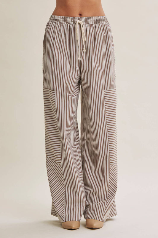 Coffee Before Noon Mixed Stripe Everyday Wide Leg Linen Pants
