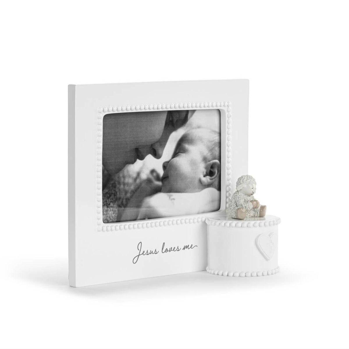 Jesus Loves Me Cream Lamb Musical Frame - 8x7in