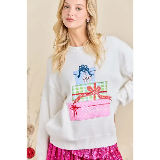 Tis The Season Patchwork Presents Sweater