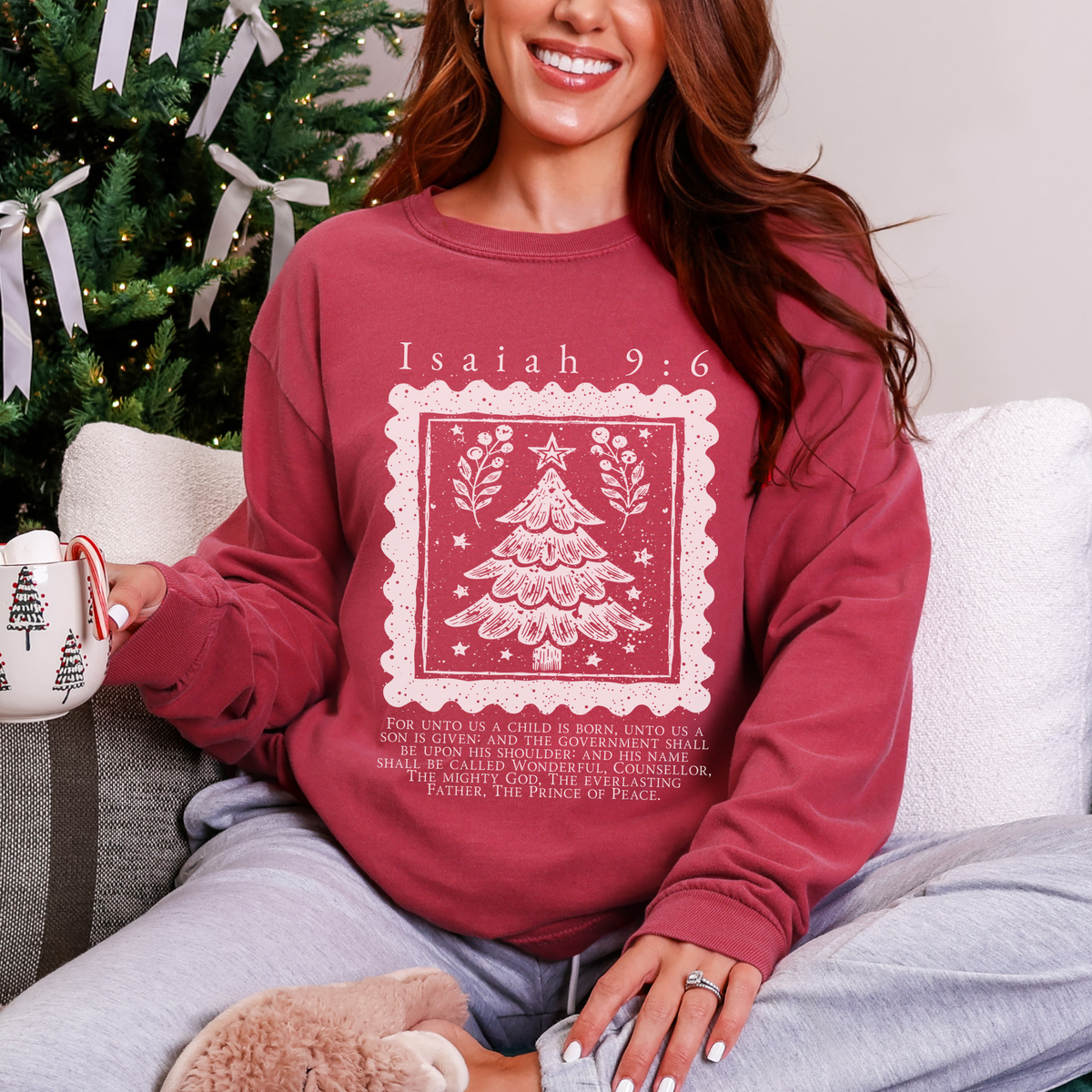 Isaiah 9:6 Comfort Color Christmas Long Sleeve Tee