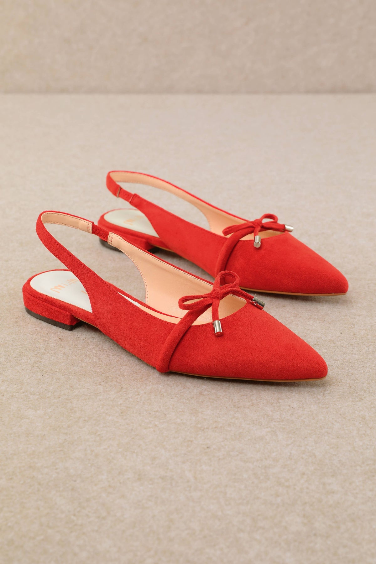 Red Pointed Toe Slingback Flat
