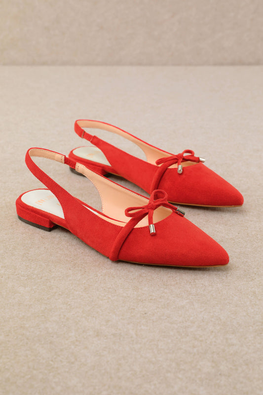 Red Pointed Toe Slingback Flat