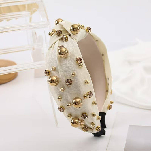 Multi Gold Ball Rhinestone Knot Headband (2 Color Options)