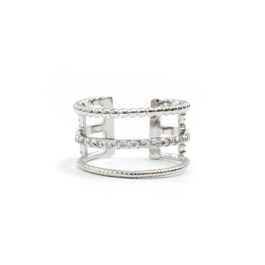 Splendid Iris Triple Layer Ring with Pave