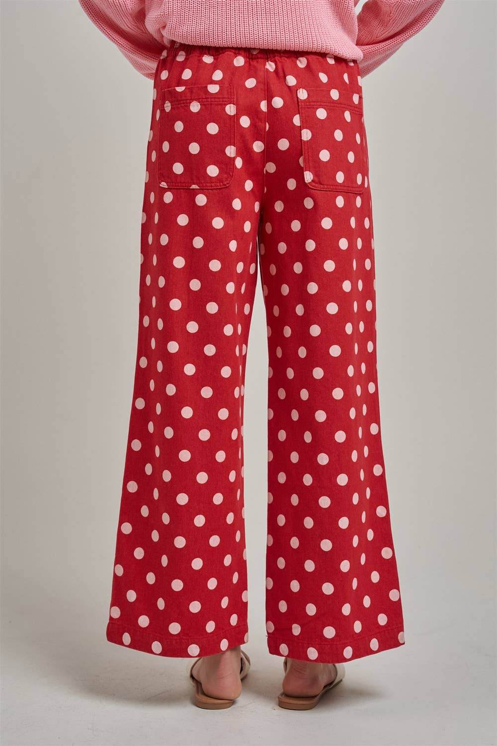 Christmas Wide Leg Red Dot Drawstring Pants