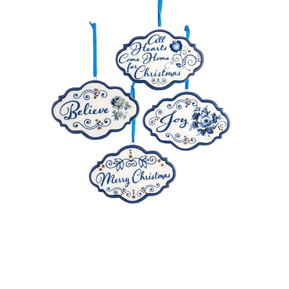 4.5" Indigo Blue/White Word Ornament