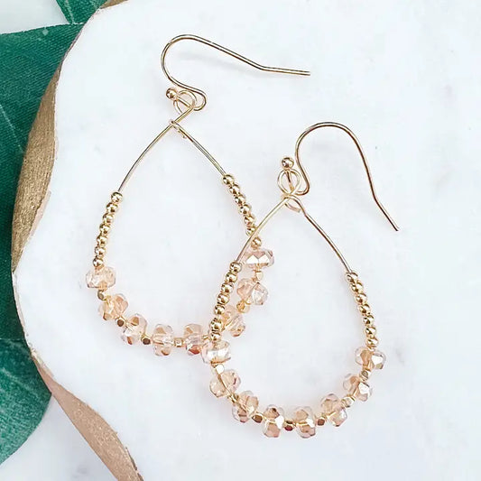 Natural Small Beaded Teardrop Earrings