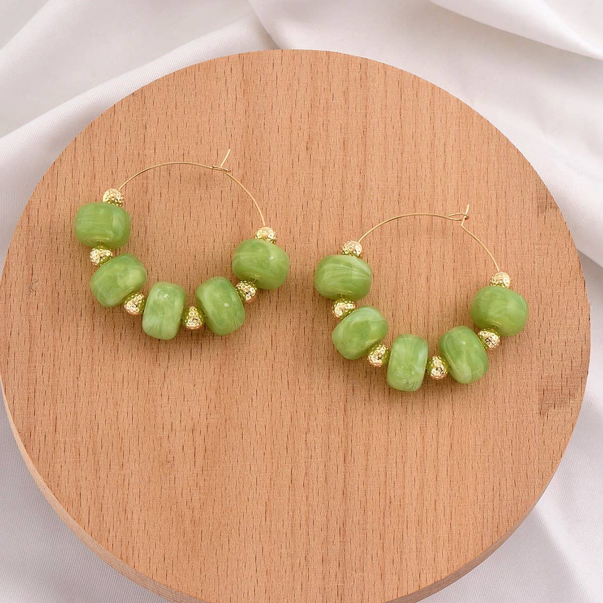 Boho Resin Beaded Hoop Earrings | 3 Color Options