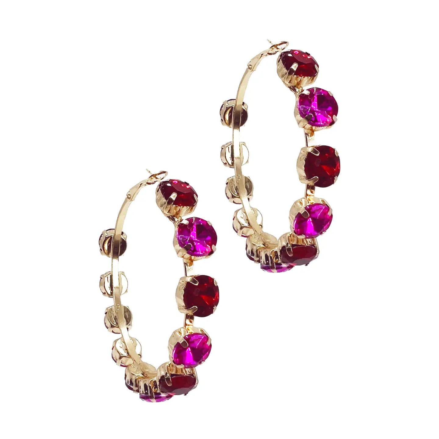 Fuchsia Gemstone Hoop Earrings