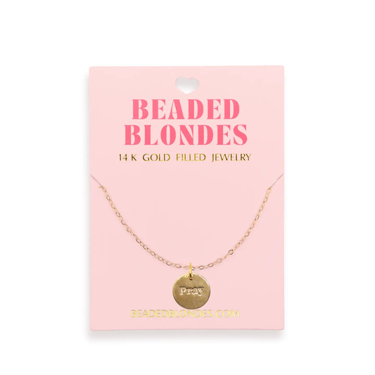 Beaded Blondes Pray Charm Necklace
