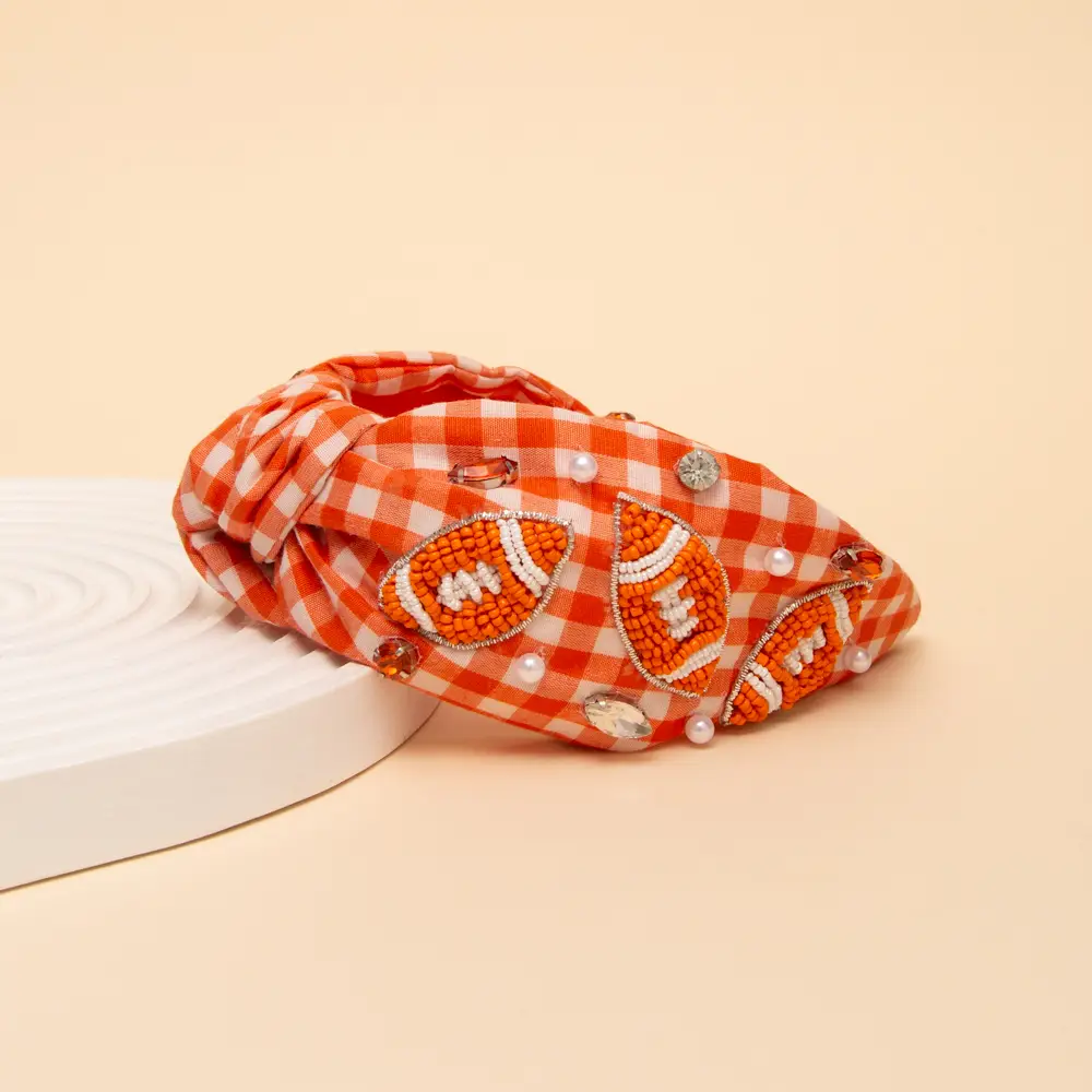 Gameday Football Top Knotted Gingham Style Headband