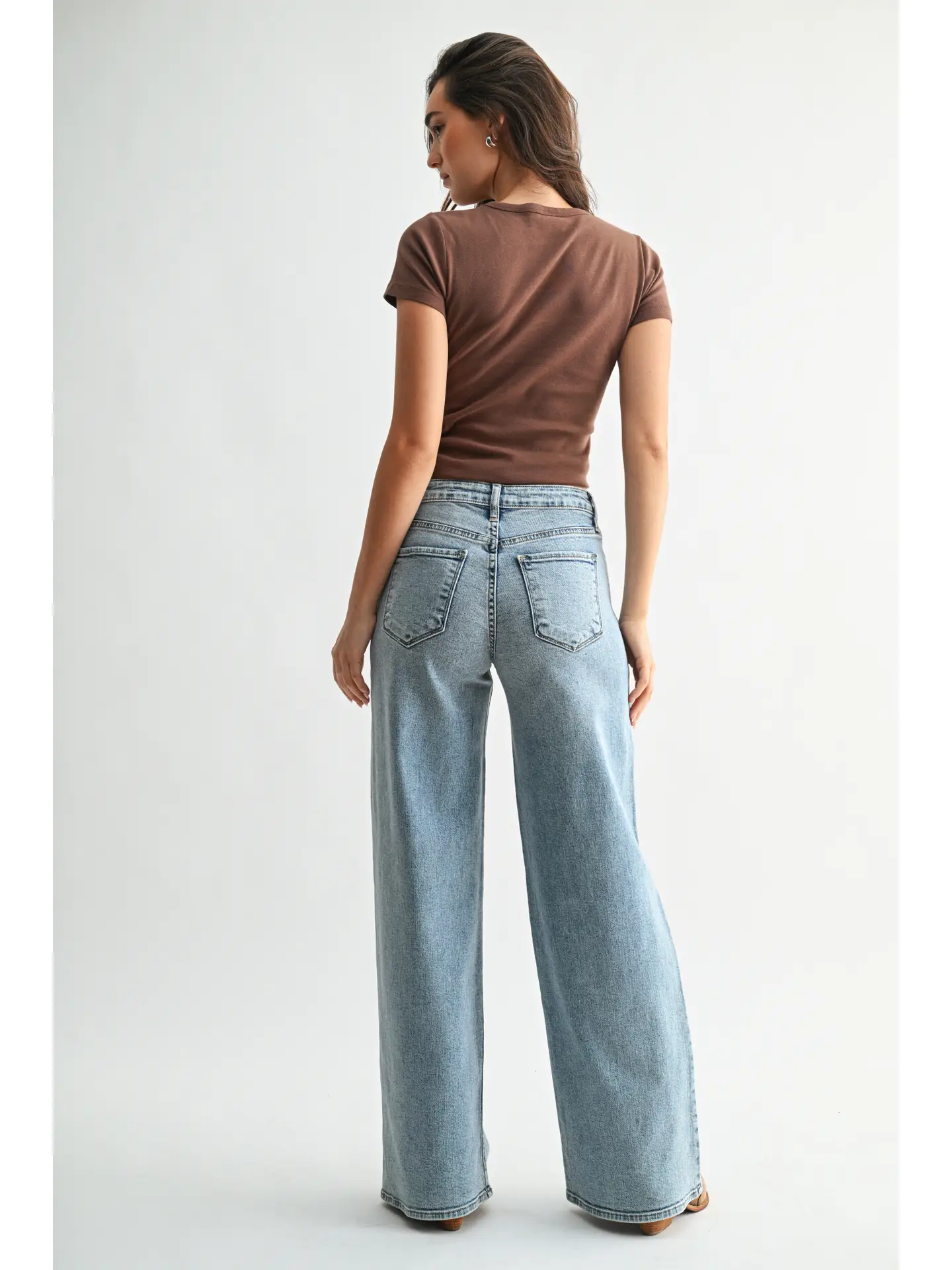 High Rise Stretchy Wide Leg - Medium Denim