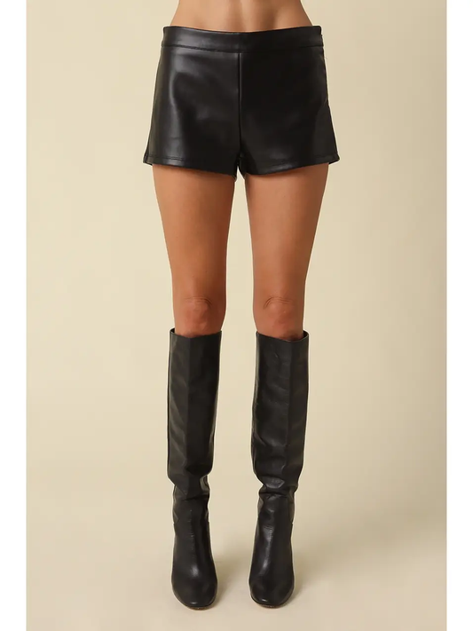 Piper Faux Leather Tailored Shorts in Black