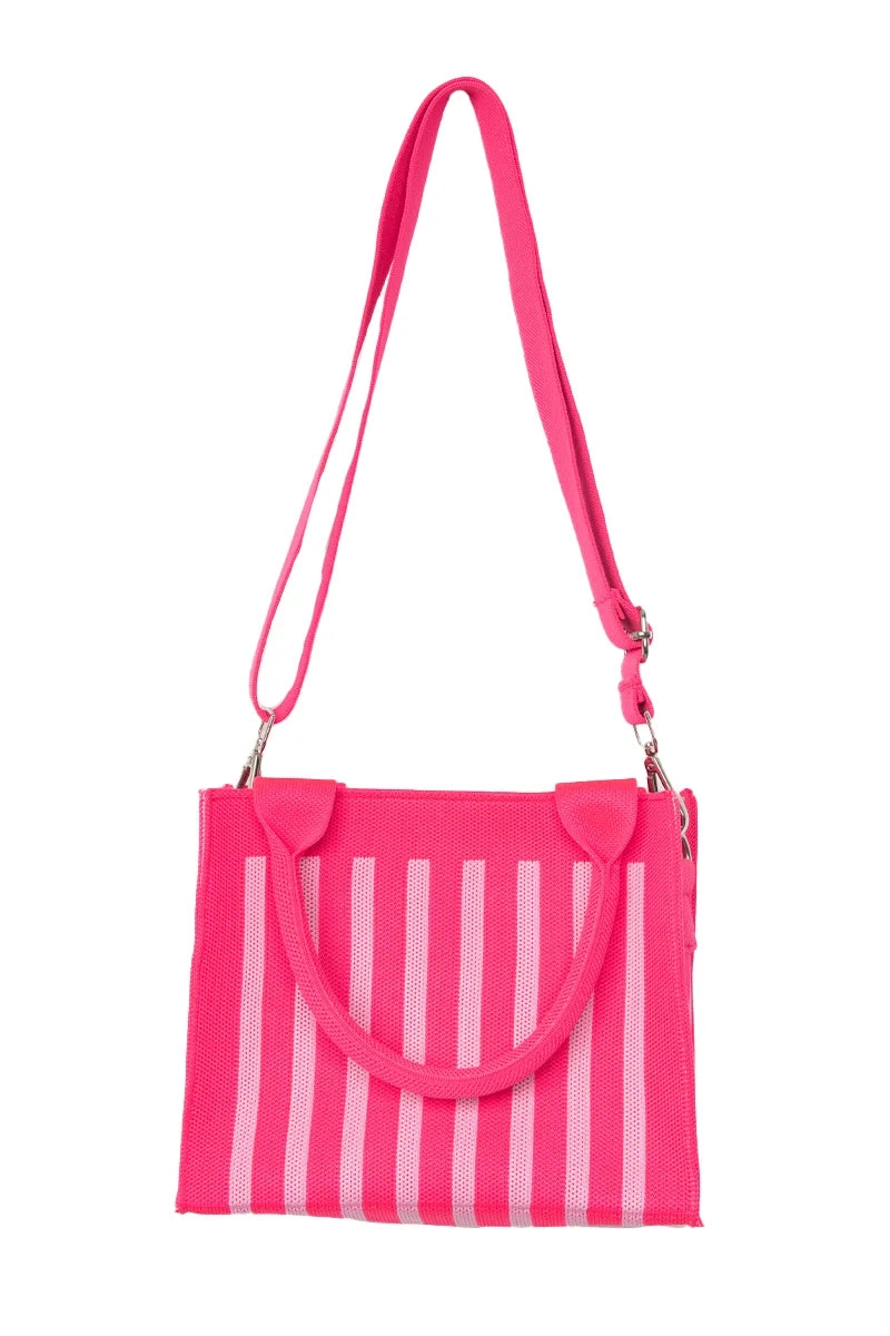 Striped Structured Mini Tote Purse