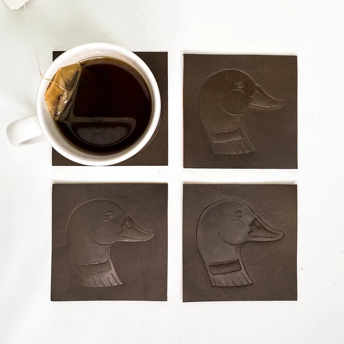 Duck Leather Embossed Coasters