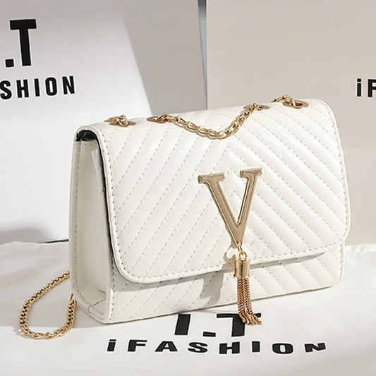 Striped Embroidered Shoulder Bag