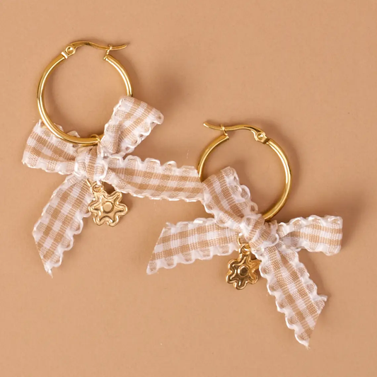 Bow Hoop Earrings-Harvest Honey
