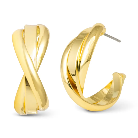 Grace Polished Twist Huggie Gold