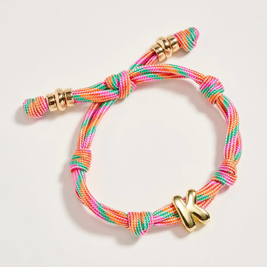 Multicolor Rope Gold Letter Initial Bracelet